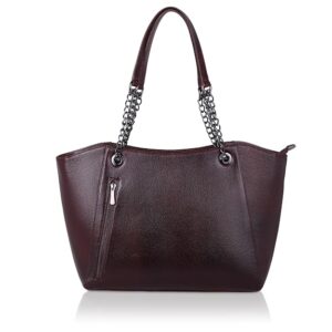 Genuine Leather Durable Tote Bag Laptop Handbag Top Handle for Women Office Use